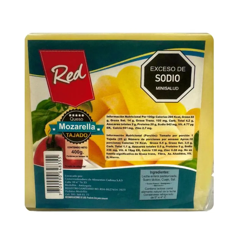 QUESO MOZARELLA RED TAJADO X 400 GRS QUESO MOZARELLA RED TAJADO X 400 GRS