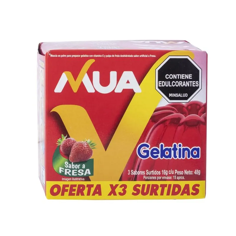 3 GELATINA MUA SURTIDA X 16 GRS  FRESA-CEREZA-FRAMBUESA