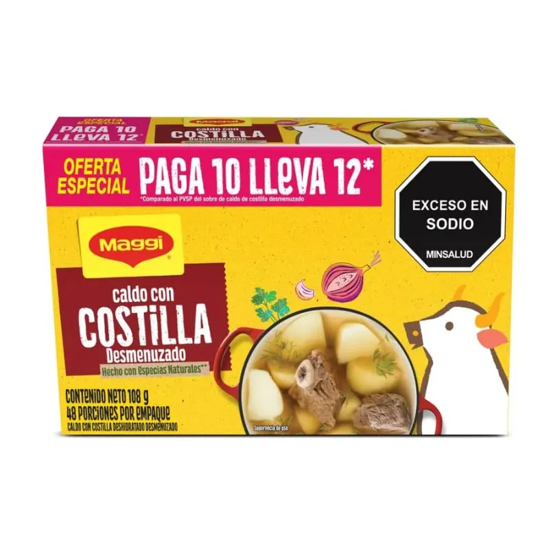 Caldo de costilla maggi desmenuzado x 108 grs paga 10 lleva 12