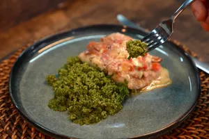 Merluza Cancato con Quinoa Verde
