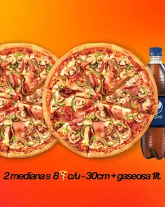 2 Pizzas Medianas + Gaseosa
