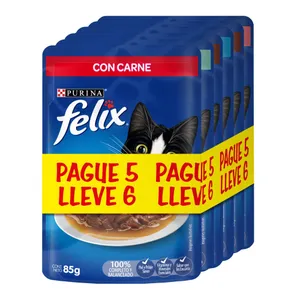 ALIMENTO HUMEDO FELIX SURTIDO 85G PAGUE 5 LLEVE 6