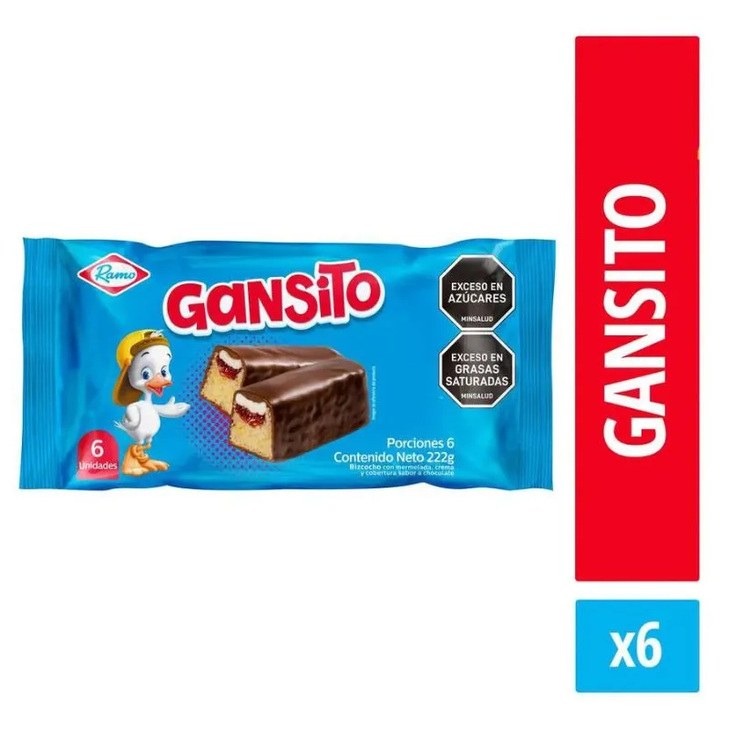 6 BIZCOCHO RELLENO GANSITO RAMO X 37 GRS CUBIERTO CHOCOLATE 6 BIZCOCHO RELLENO GANSITO RAMO X 37 GRS CUBIERTO CHOCOLATE