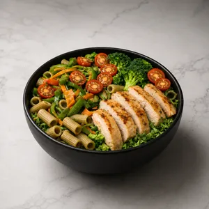Ensalada de pasta integral y pollo