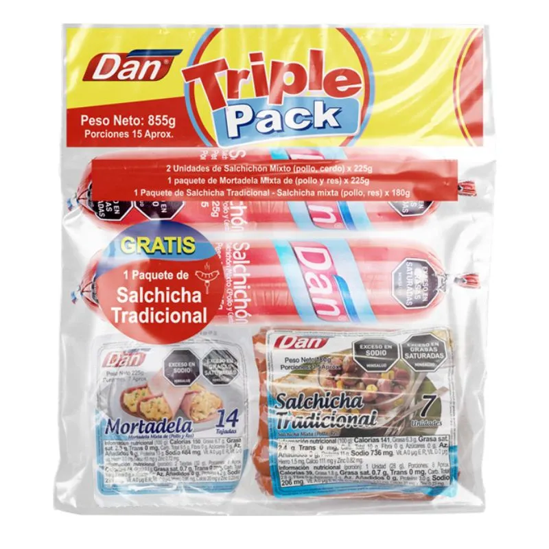Triple Pack dan x 855 grs gratis salchicha trad 225 grs