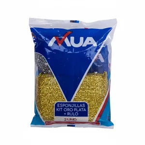 Kit esponjillas mua x 2 unds oro plata+rulo
