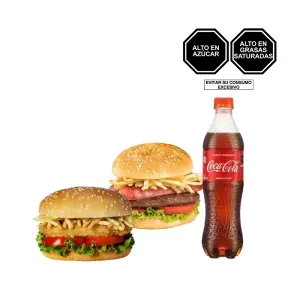 Pack (1 Pan Pollo Mega Crocante + 1 Hamburguesa Parrillera + 1 Coca Cola 500 Ml)