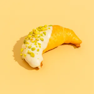 Medialuna punta de chocolate blanco y pistacho