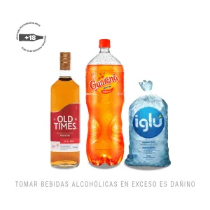 Pack (1 Guarana Vitaminizada x 2 Lt + 1 Whisky Old Times Red x 1 Lt + Hielo 1.5 Kg)
