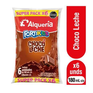 Sixpack chococoleche fortikids  alqueria x 180 ml