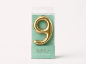 Vela de cera Planeta Tierra dorada 8.5cm número 9