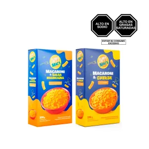 Pack Fideos Macaroni & Salsa Huancaina Jappy Macs 200 gr +  Fideos Macaroni & Cheese Jappy Macs Original 226 gr