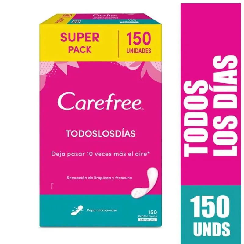 Protectores carefree todos los dias  x 150 unds super pack