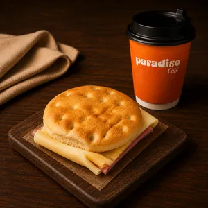 alt="Sándwich Aliado con pan artesanal y café — combo desayuno Paradiso"
