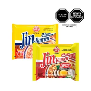 Pack (1 Sopa Instantánea Jin Ramyeon Mild x 120 g + 1 Sopa Instantánea Jin Ramyeon Hot x 120 g)