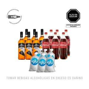Pack 6 Ron Cartavio Black 750 ml + 6 Coca Cola 1Lt + 6 Hielo