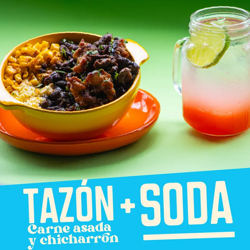 Tazón Carne Asada y Chicharrón + Soda Tazón Carne Asada y Chicharrón + Soda