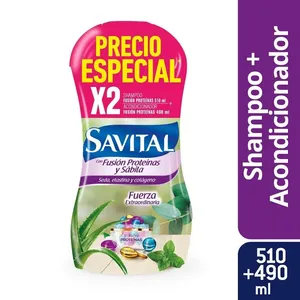 SHAMPOO SAVITAL 510ML+ACONDICIONADOR 490ML FUSION PROTEINAS Y SABILA PREC.ESPECIAL SHAMPOO SAVITAL 510ML+ACONDICIONADOR 490ML FUSION PROTEINAS Y SABILA PREC.ESPECIAL