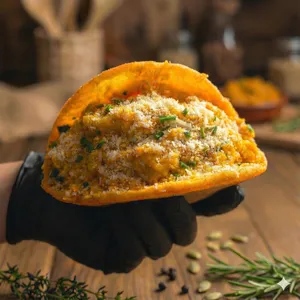 Arepa Frita de Pollo Mantequilla Masala