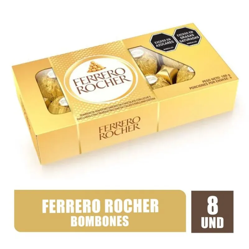 BOMBON FERRERO ROCHER TABLETA X 100 GRS 8 UNDS - Supermercados La 80 ...