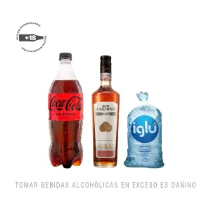 Pack (1 Ron Cartavio Selecto x 750 Ml + 1 Coca Cola Sin Azúcar Pet x 1 Lt + Hielo 1.5 Kg)