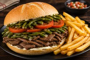 Churrasco Chacarero con Papas Fritas