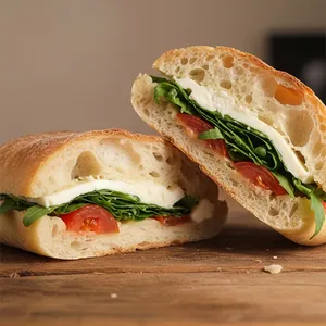 Sándwich de queso de cabra y tomate cherry