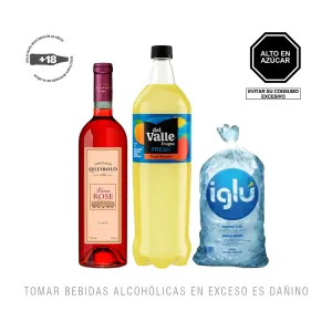 Pack (Vino Santiago Queirolo Semi Seco Rose X 750 Ml + Jugo Frugos Fresh Fruit Punch X 1.5 Lt + Hielo Iglu Bolsa X 1.5 Kg)