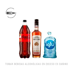 Pack (1 Coca Cola Sin Azúcar x 1.5 Lt + 1 Ron Cartavio Selecto x 750 Ml + 1 Hielo 1.5 Kg)
