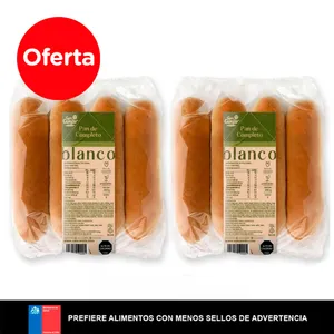 2 x Pan de completo 8 unid $3.900