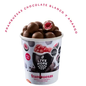 Frambuesas chocolate blanco y amargo 70gr