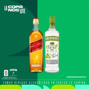 Pack (1 Whisky Johnnie Walker Red Label 750 ml + 1 Vodka Smirnoff green Apple 700 ml)