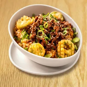 Arroz frito res teriyaki