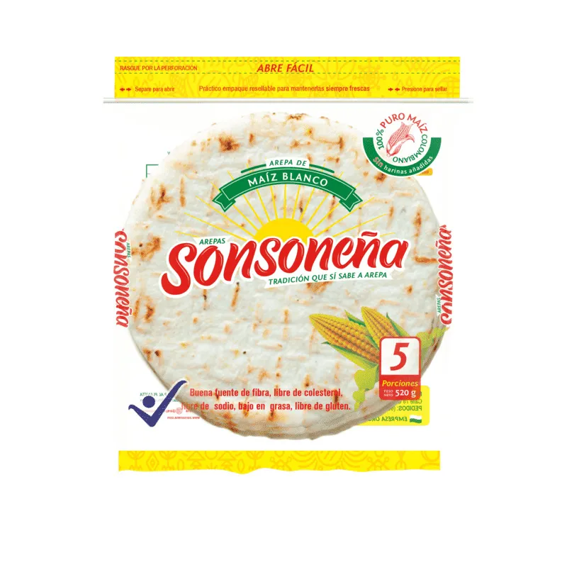 AREPA SONSONEÑA MAIZ BLANCO X 5 UNDS AREPA SONSONEÑA MAIZ BLANCO X 5 UNDS