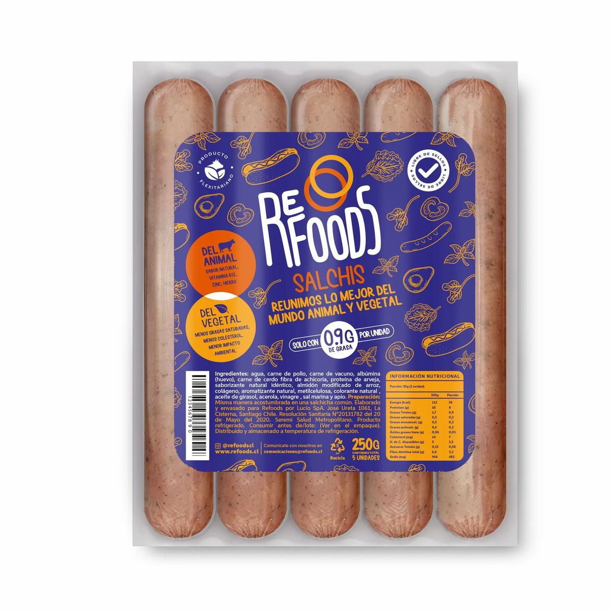 Salchichas Refoods 5 unidades x 2- 500g Salchichas Refoods 5 unidades x 2- 500g