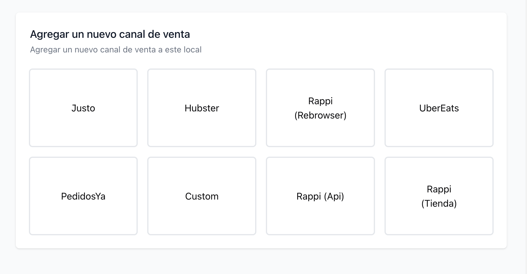 Pantalla de selección de Apps