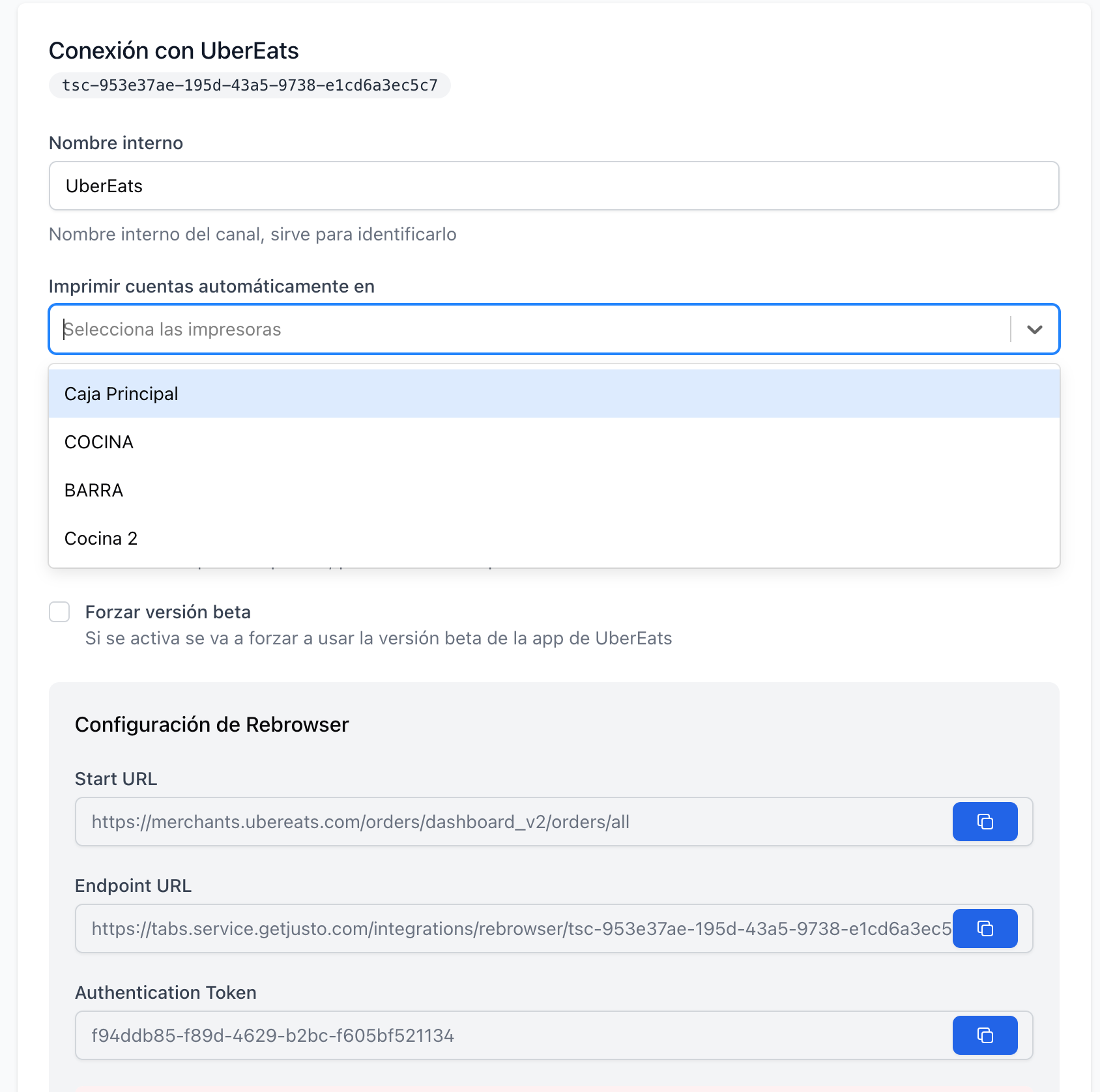 Configuración de canal