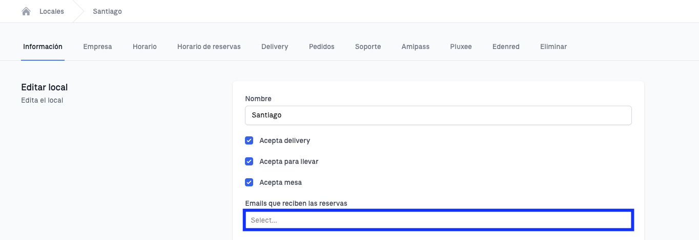 Correo de reservas