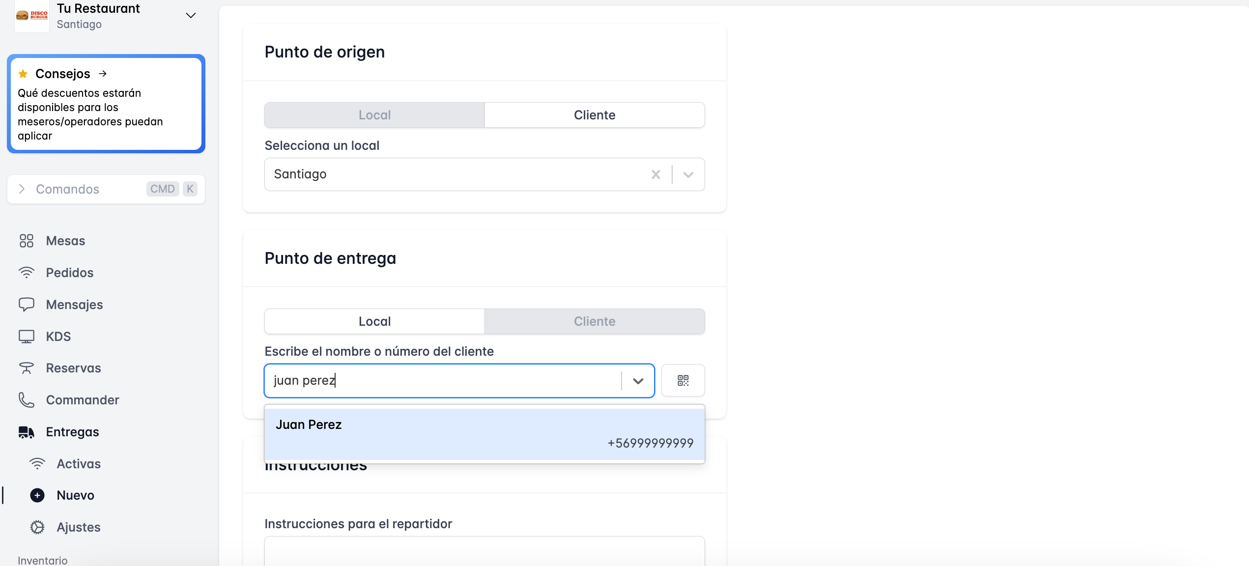 Formulario de cliente