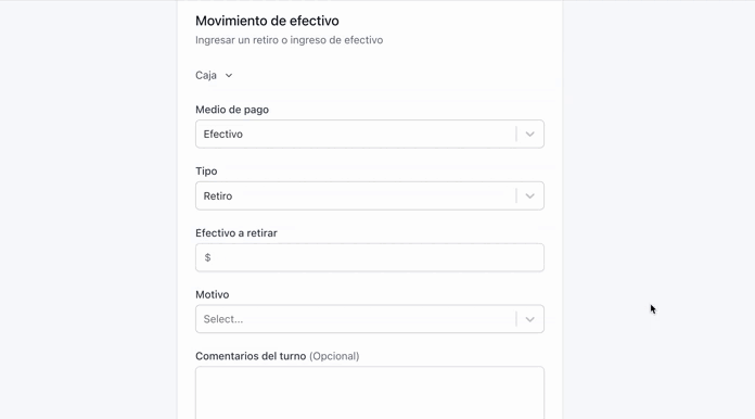 Movimiento de efectivo 3
