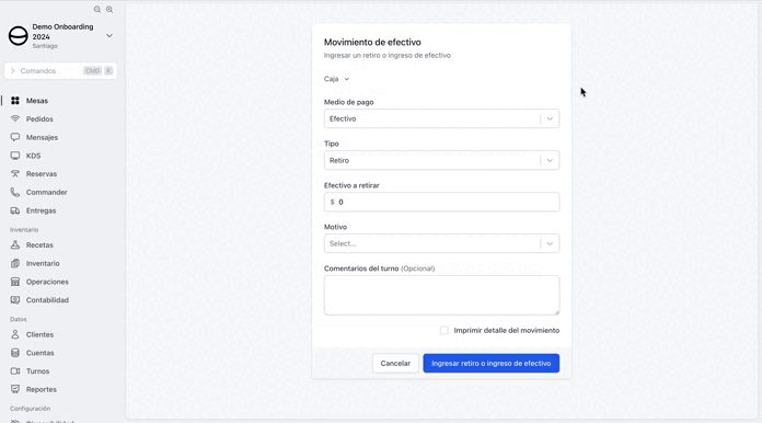 Movimiento de efectivo 2
